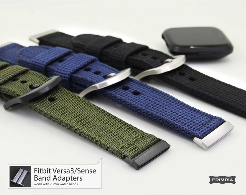 System-S Cinturino In Nylon 22mm Per Fitbit Versa 4/3/Sense 2/Sense/Versa 2, Verde Scuro, Chiusura In Velcro