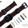 Premium leather apple watch band with adapters - Apple Watch Series Wood Brown - Image 3