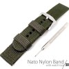 Triple layer 2-piece nylon military thick profile heavy duty watch straps sport watch bands - Army Green