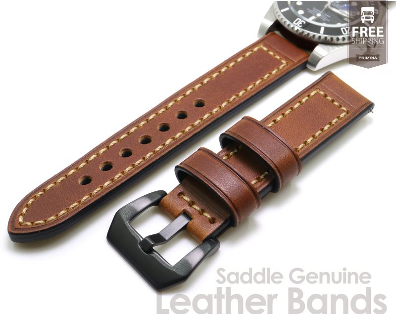 Vintage saddle genuine 70s leather bands – Cognac Brown - PRIMRIA Watch ...