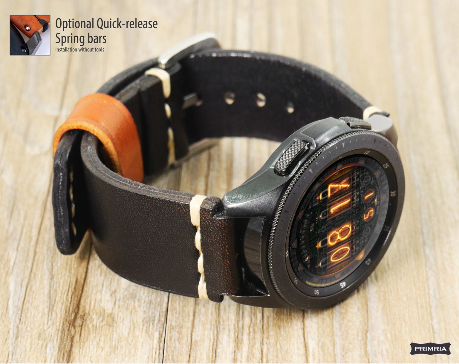 Galaxy Watch Wide Style Leather Watch Straps Notched Ends 18mm 19mm