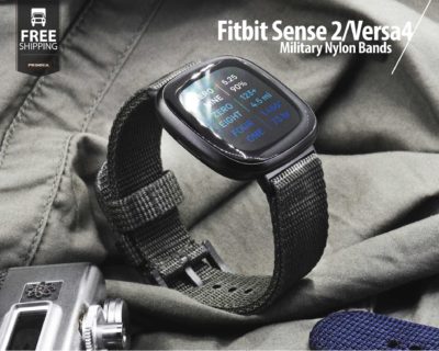 Fitbit Sense 2 Versa 4 Smartwatch Military 4mm Heavy Tactical Sport Nylon Watch Strap Band with 20mm Adapters