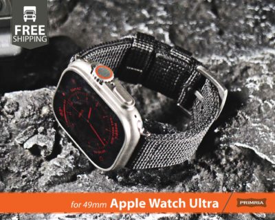 Apple Watch Ultra 2 49mm - Rugged 4mm Thick Military Grade Watch Nylon Sport Band Strap (Adapters Included)