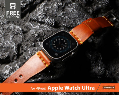 Apple Watch Ultra Band 49mm SADDLE DOUBLE-BONDED Tapered Wide Leather Strap | Compatible with all Series 45mm 41mm 44mm 40mm